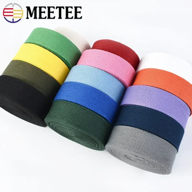 10Meters Meetee 20-38mm 1.5mm Thick Canvas Cotton Webbing Backpack Bag Strap Band Clothes Ribbon Tapes DIY Sewing Accessories