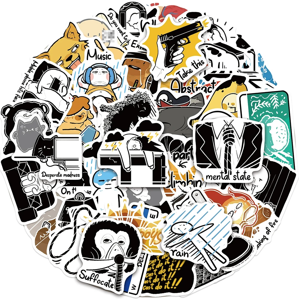10/30/50pcs Creative Funny Mental State MEME Stickers Cartoon Toy Decals DIY Notebook Guitar Helmet Emotional Expression Sticker