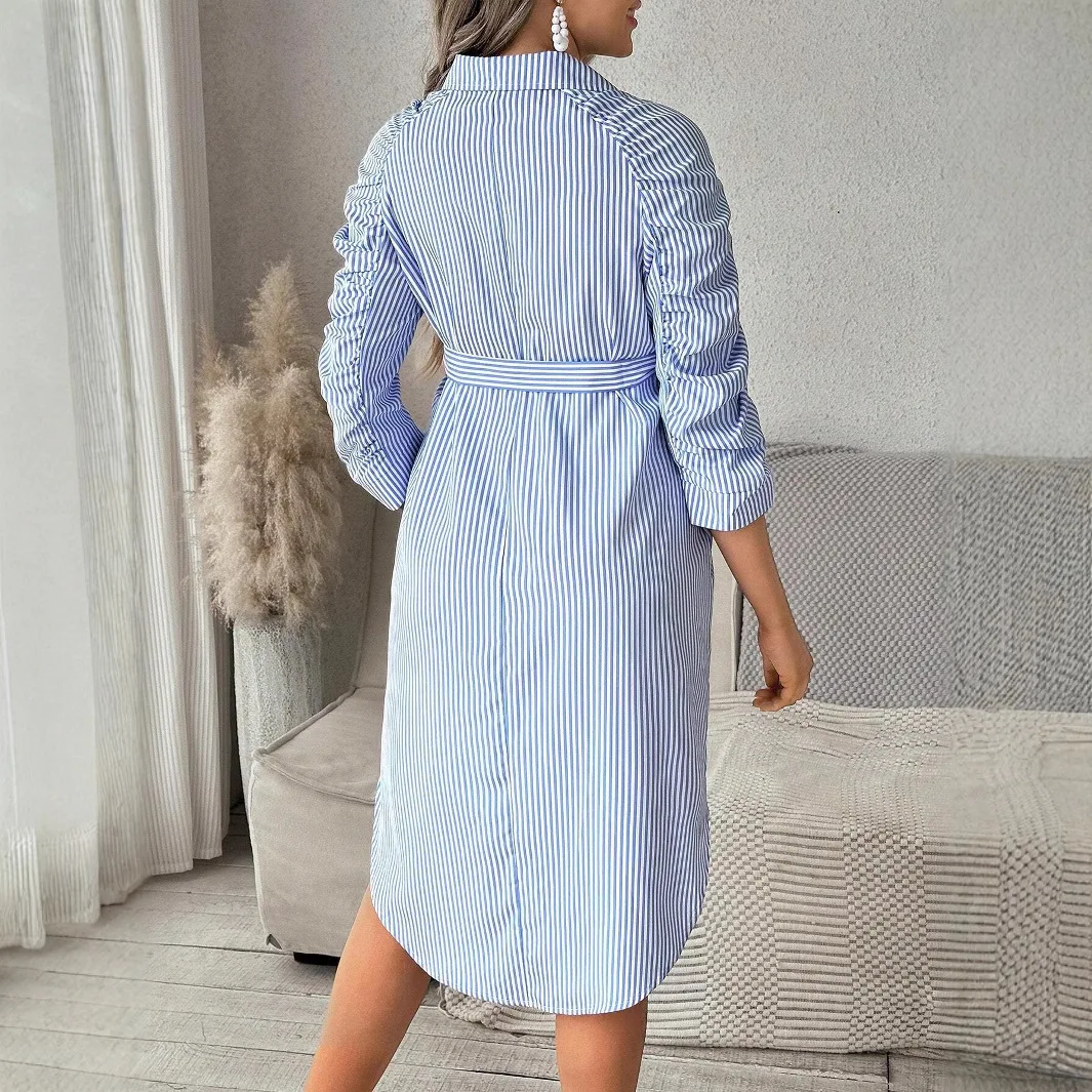 Abito premaman alla moda per servizio fotografico Abito a righe per gravidanza per donne incinte Fotografia Baby Shower Abiti casual quotidiani