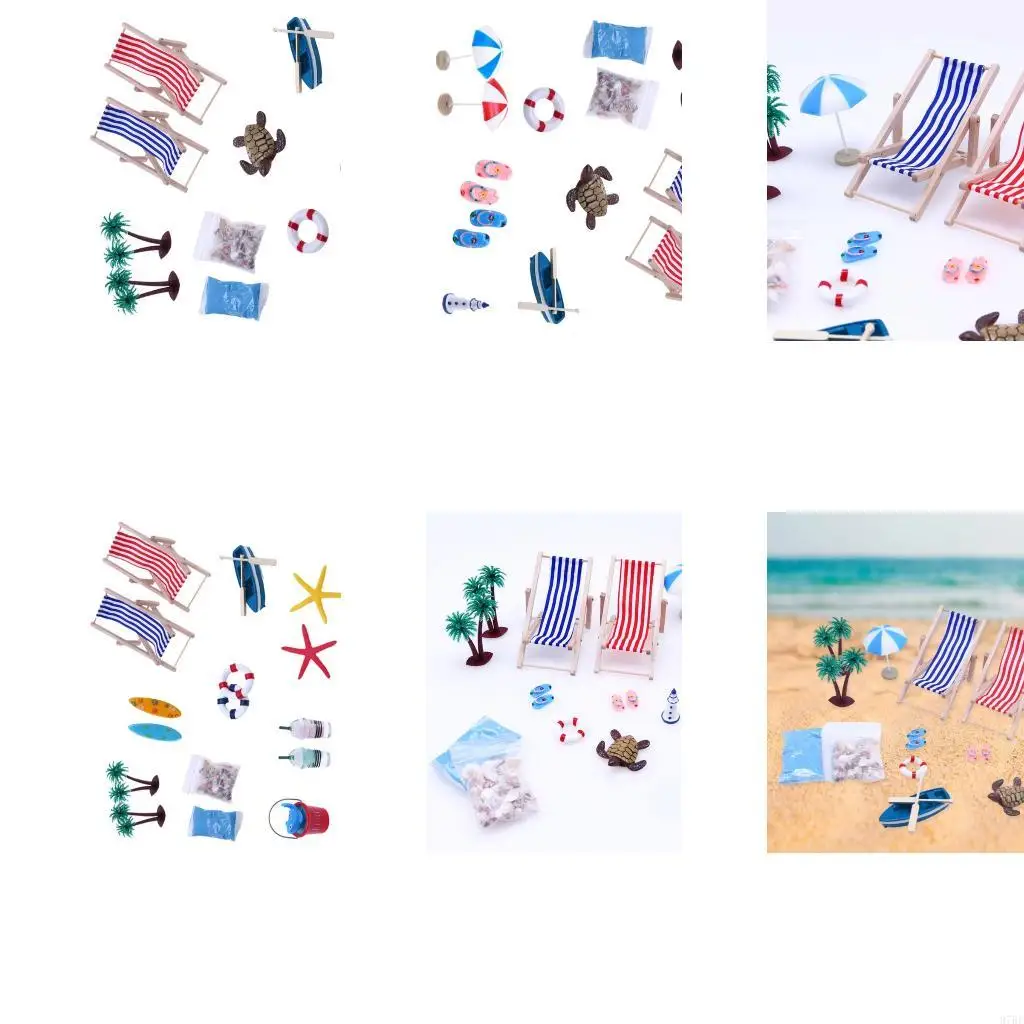 

97BE Summer Beach Event Scene Display Set Decoration Model Figure Kids Roleplay Toy