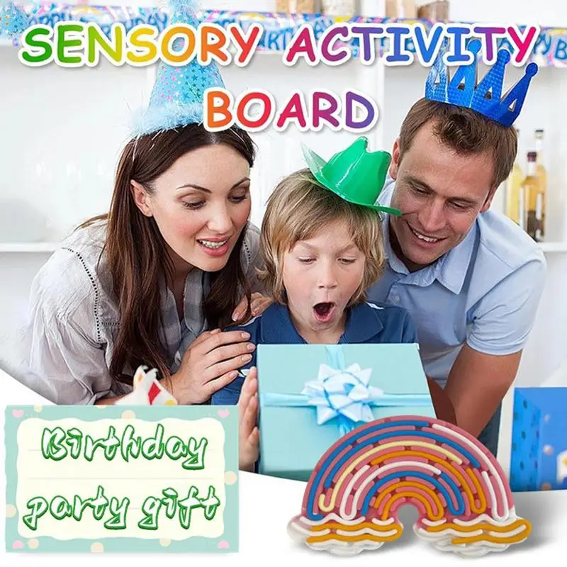 Toddler Activity Board Sensory Board Activity Board Interactive Toys Puzzle Board Silicone Rainbow Sensory Toys Or Kids Over 3 &