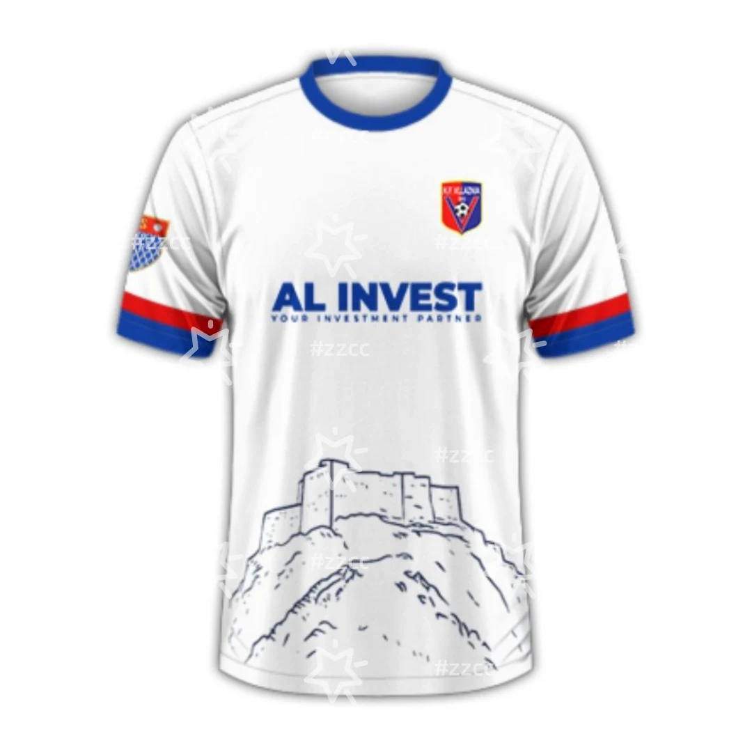 25-26 الألبانية كامريكا Superiore KF Vllaznia مباراة تدريب جيرسي كرة القدم جيرسي الرياضة الجافة بسرعة تي شيرت رجالي طفل المحملة