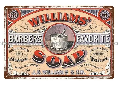 indoor wall  artwork decoration william's barbers favorite soap metal tin sign sign