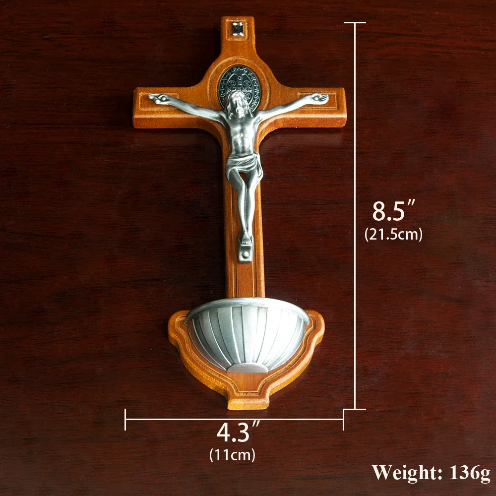 Catholic Cross with Holy Water Wooden Wall Cross for Church and Home Decor Православный крест