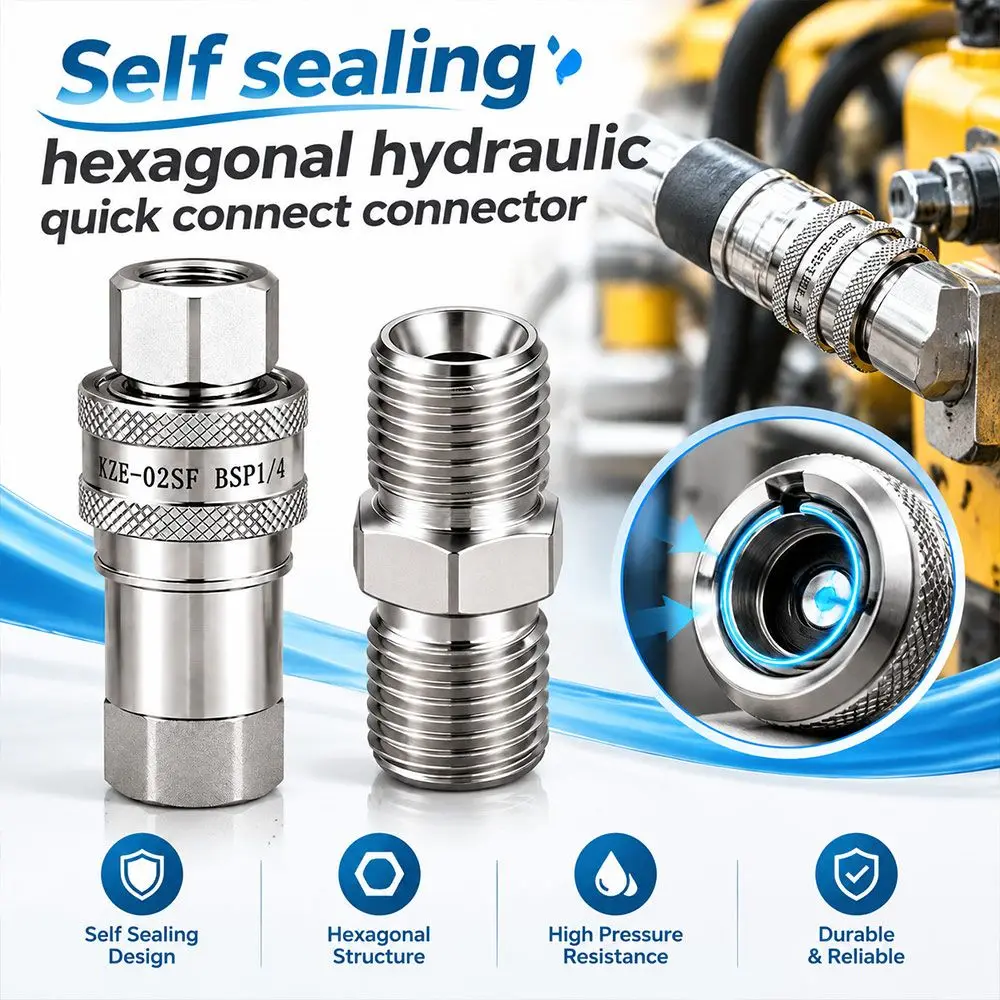 Steel Hydraulic Quick Coupler Self Sealing High Pressure Hydraulic Coupling Male Thread Corrosion Resistant Hydraulic Connector