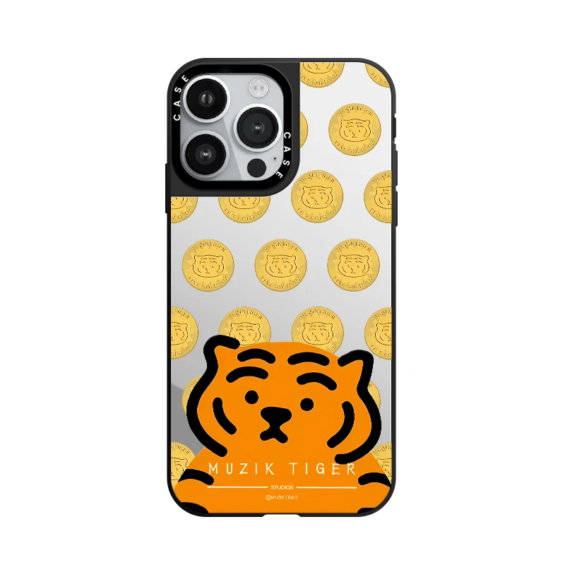 

Cute Gold Coin Tiger Acrylic Or Mirror Phone Case With MagSafe For iPhone 16 12 14 13 15 Pro Max Plus Case