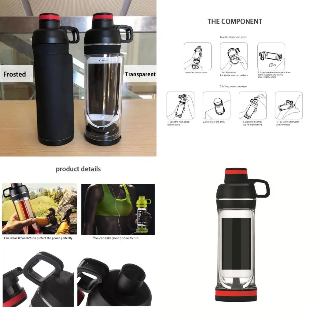 Portable for Creative 400ml Water Bottle with Hiding Phone Pocket Secret for Pill Bottle Sports Fitness high quality