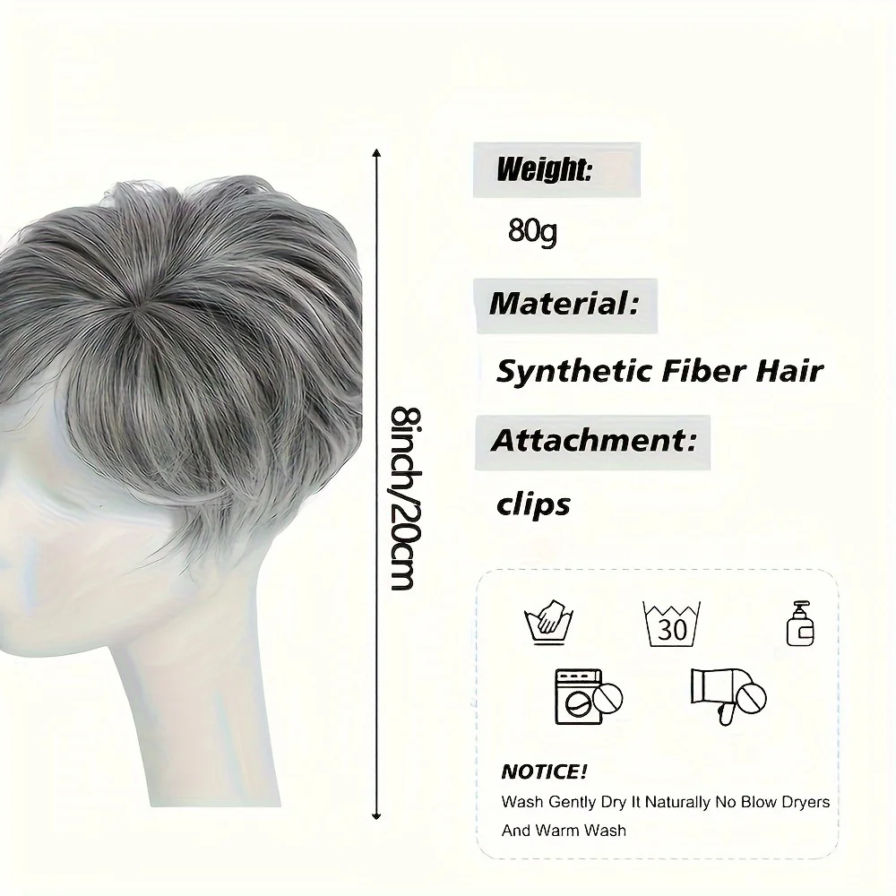 Топпер для волос на клипсе с челкой - расслабленный длинный синтетический парик в стиле пикси для женщин с истонченными волосами, прямые, естественные, легкие W