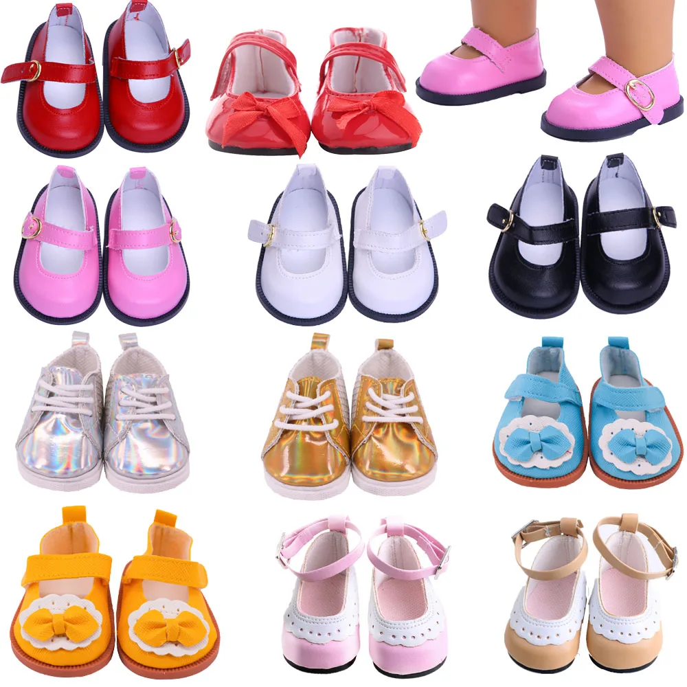 7cm Doll Shoes Kitty Canvas Leather Shoes Sneakers Fit 18 Inch American Doll&43cm Baby New Born Doll Clothes Girl`s Accessories