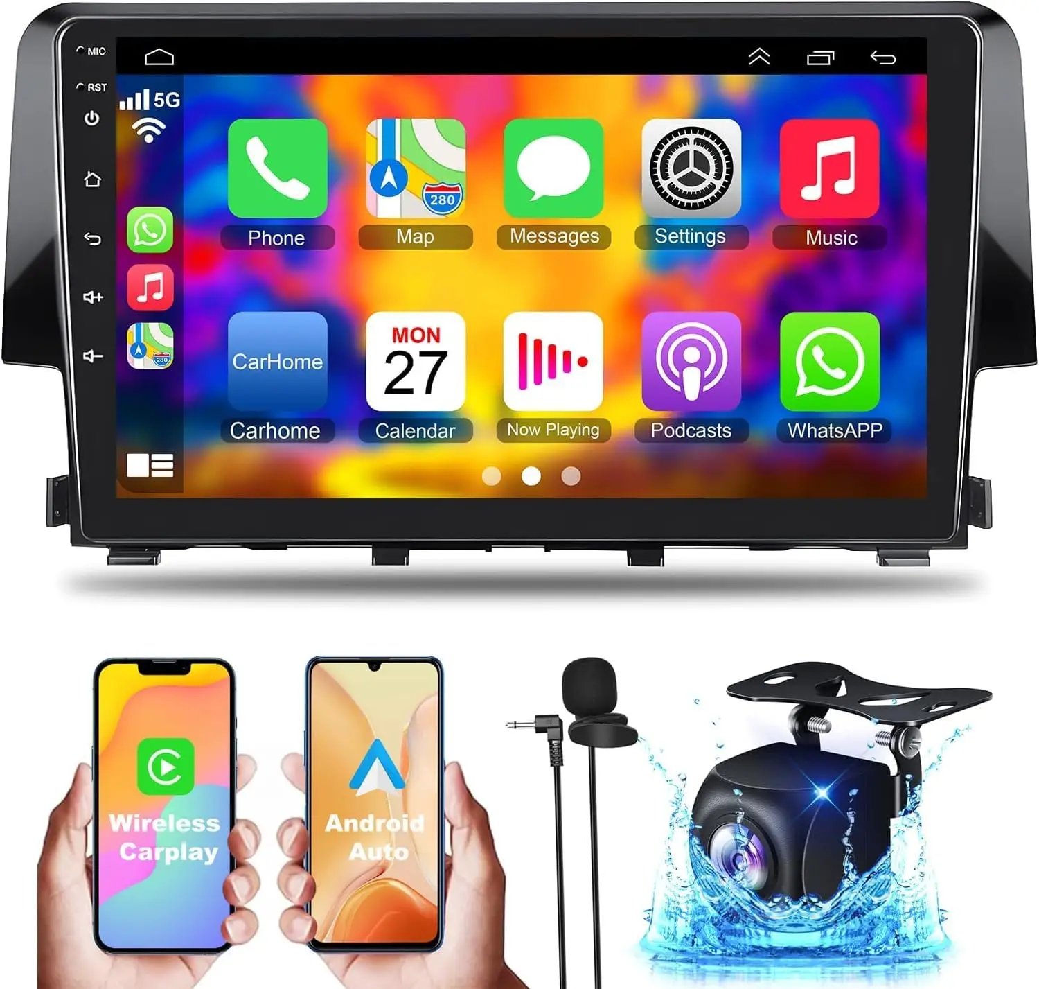 

9INCH Carplay 4+64G Android 14 Car Stereo Radio GPS Compatible for 2016-2020 Civic