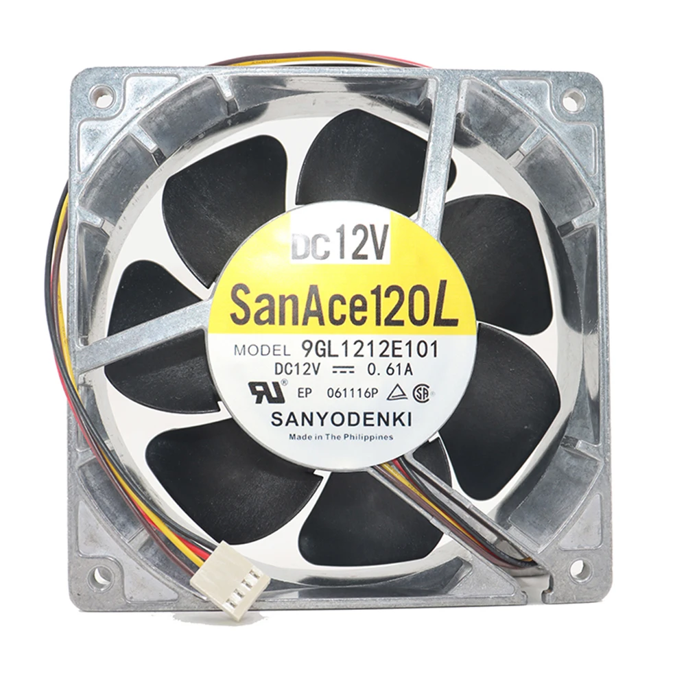 Original Sanyo 12038 12V 0.61A aluminum frame three wire high air volume violent cooling fan 9GL1212E101