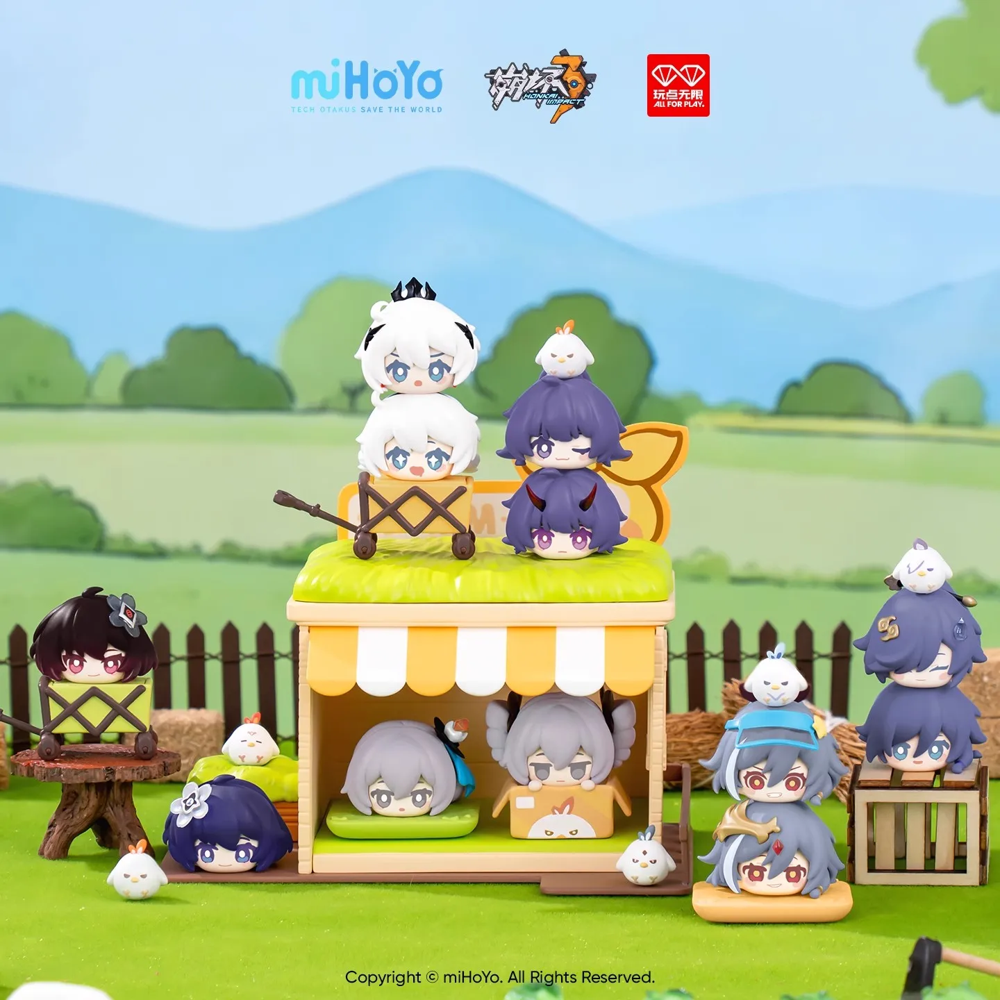 الأصلي ميهويو هونكاي تأثير 3 مزرعة سلسلة Q-Topping 1.0 صندوق أعمى الشكل مكدسة دمية لعبة الطرفية سطح المكتب الديكور هدية #2