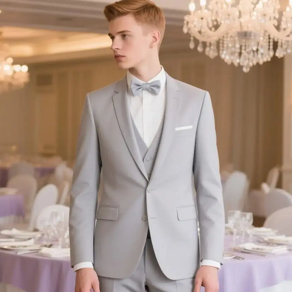 

Terno masculino de 3 peças, cor sólida, vestido formal, conjunto de smoking slim fit, jaqueta