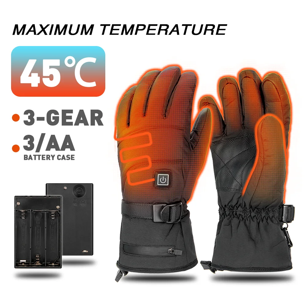 Motorcycle Heated Gloves Winter Warm With Battery Case Non-slip Heated Gloves Waterproof Heated Rechargeable Gloves Touch Screen