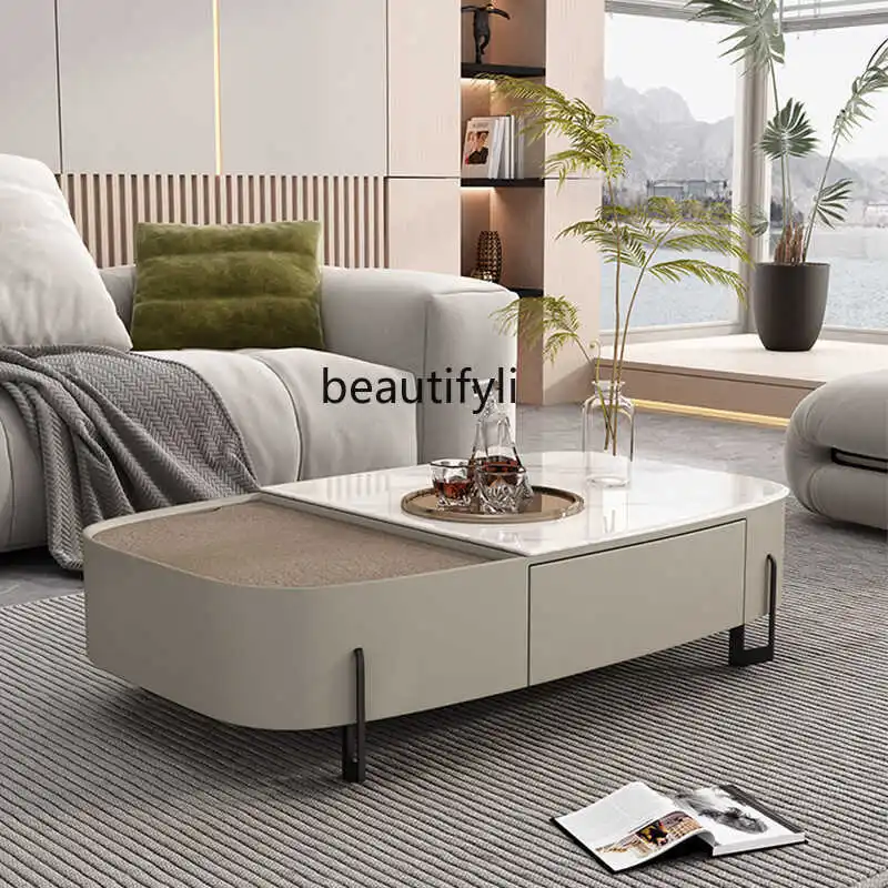 Light Luxury Minimalist Microlite Coffee Table Home Modern Minimalist Living Room Creative Lifting Coffee Table