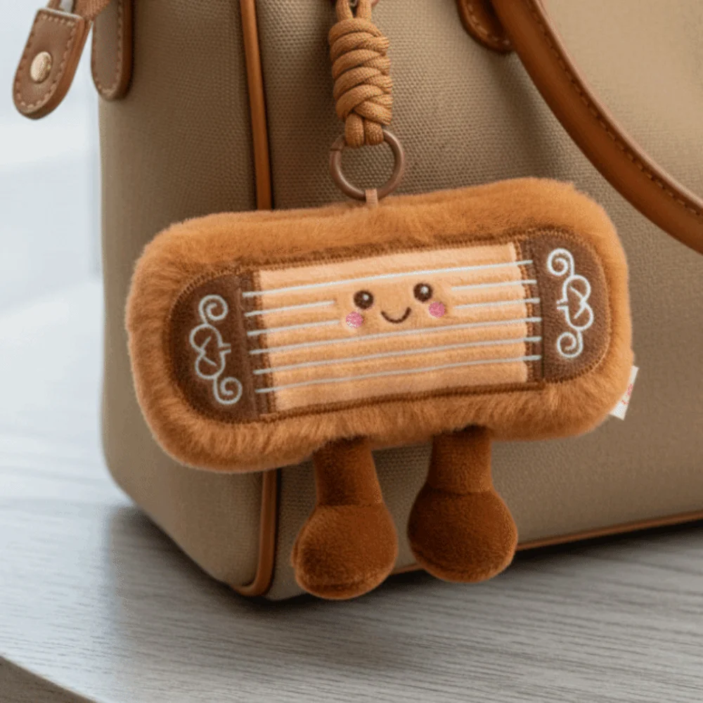 كيرينغ مقلد أداة المفاتيح محشوة Kawaii الصينية Zither قلادة لينة الكرتون Guzheng قلادة حقيبة ديكور