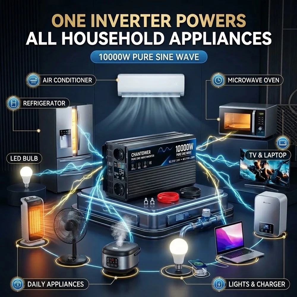 Pure Sine Wave Inverter DC 12V/24V TO AC 220V 2000W 3000W 4000W 5000W 6000W 8000W 10000W Power Converter Car Solar Inverter