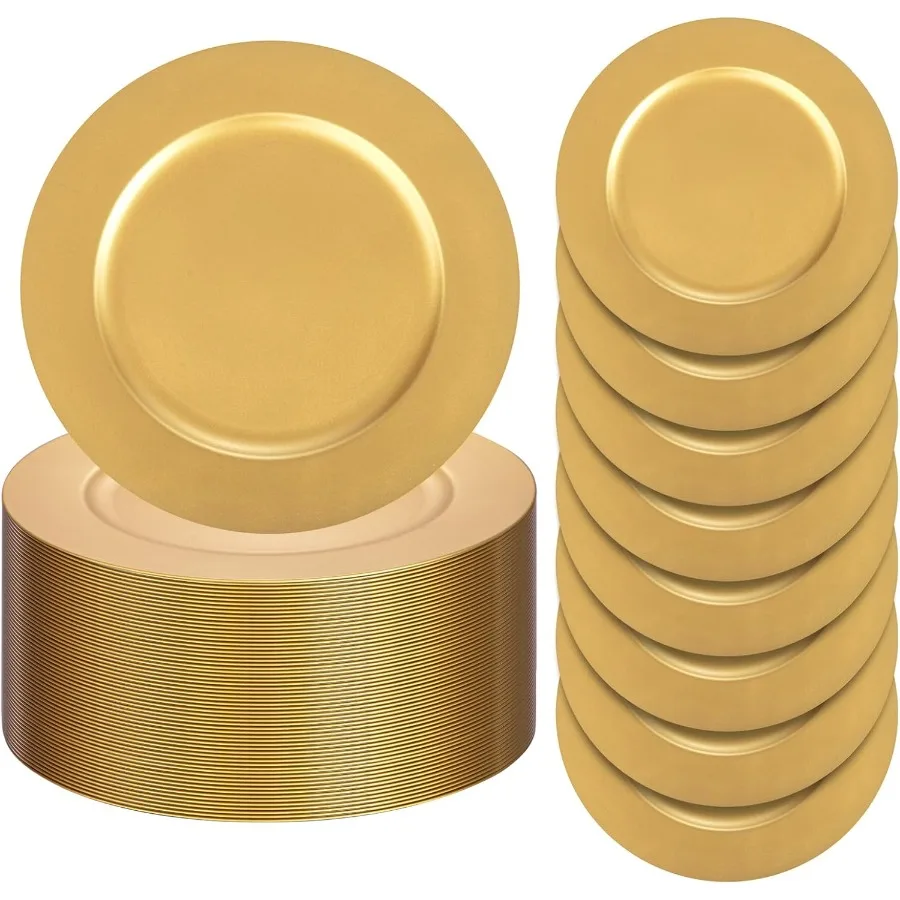 

13-дюймовые золотые зарядные пластины, 20 шт. круглые зарядные пластины оптом, зарядные устройства из пластиковых пластин и сервировочная пластина для свадьбы, вечеринки