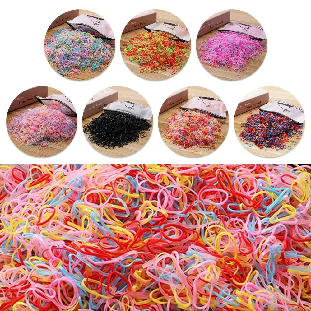 1000Pcs/Pack Small Size​​ Disposable Rubber Bands​​ ​​Non-Slip ​​Rubber Material​​ ​​Ponytail Holders​​ Soft ​​Vibrant Colors​​