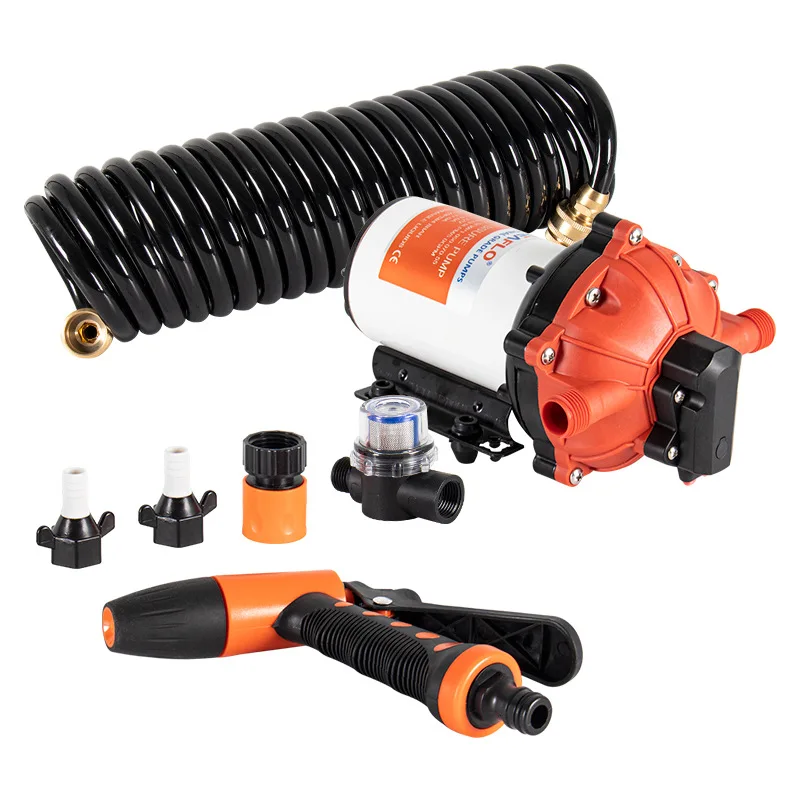 Deck Wash Pump Kit, 12V 24V Diaphragm Pump,Self-priming Marine Washdown System,for Boat Yacht Car RV,High Pressure Cleaning Tool