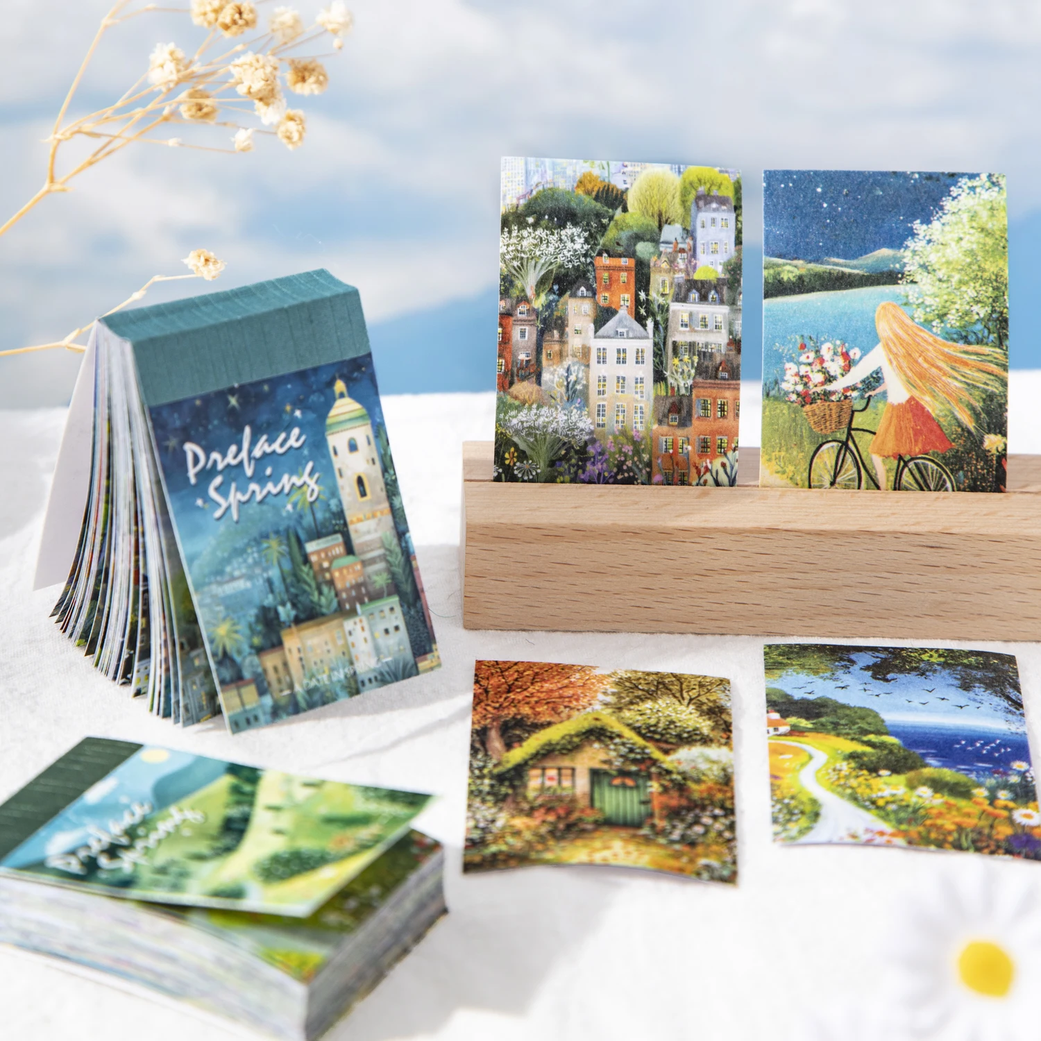 

Preface Spring Series Vintage City Sea Flower Tree Landscape Mini Material Paper Creative DIY Junk Journal Collage Stationery