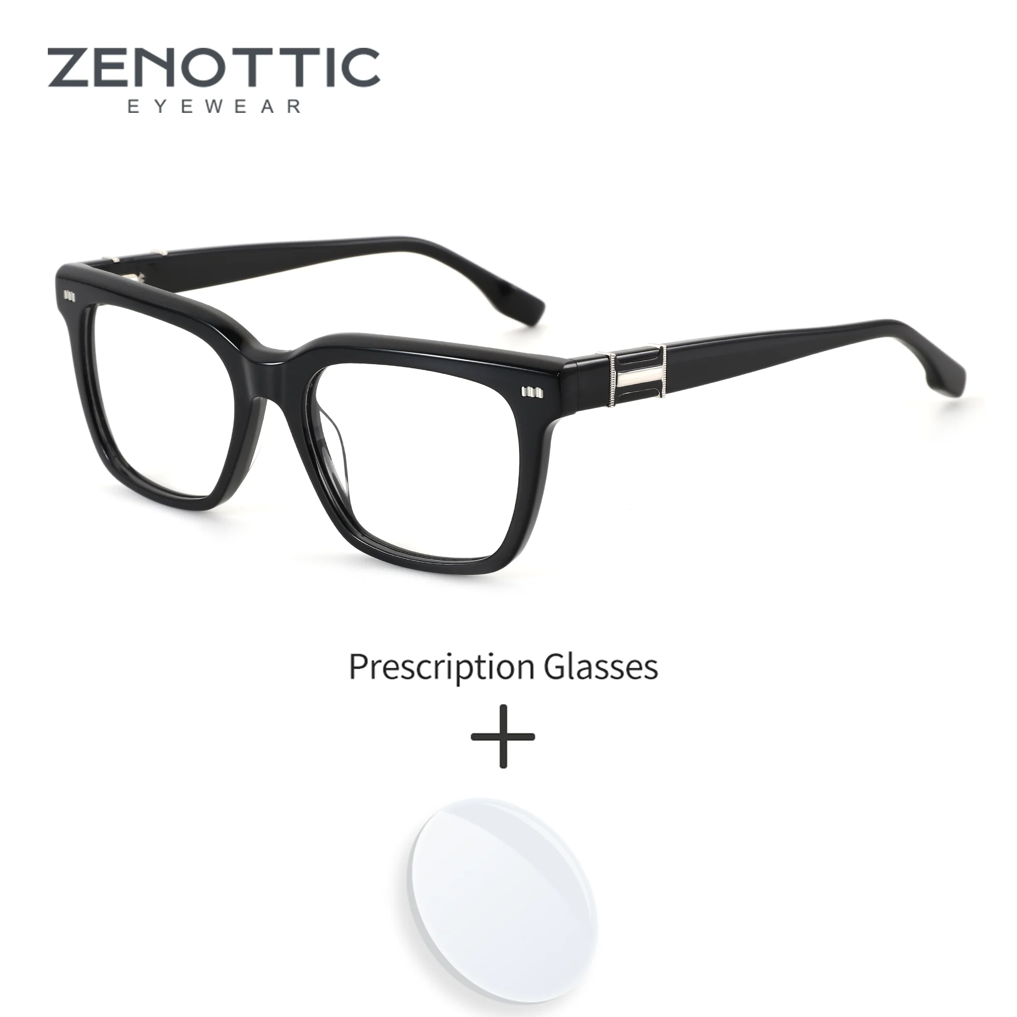 

ZENOTTIC (M Size) Progressive Prescription Glasses Men Square Acetate Frame with Blue Light Blocking Multifocal Lenses