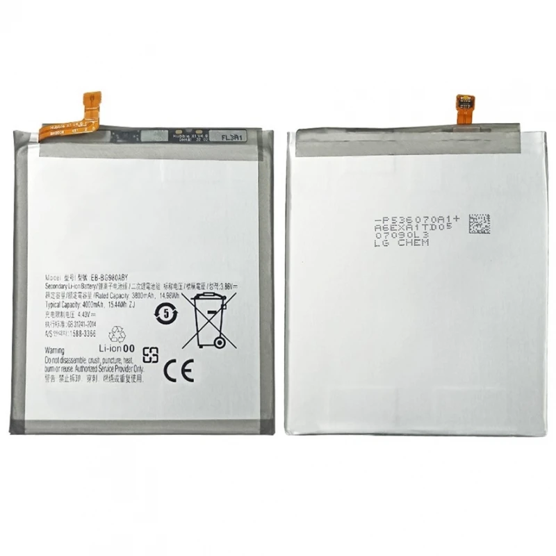 EB-BG980ABY internal battery for SAMSUNG GALAXY S20 3880 mAh replacement capacity # Samsung Galaxy S20 (SM-G980F, SM-G980B, SM-G981D, SM-G981N, SM-G981J, SM-G981U, SM-G981U1, SM-G981W, SM-G9810, SM-G980F/DS, SM-G980B/DS)