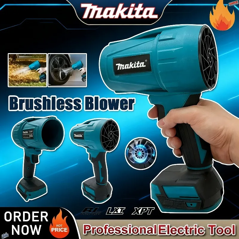 

Беспроводная воздуходувка Makita 18В, 22000 об/мин, высокомощный турбовентилятор, бесщеточный, ручной, для уборки снега, листьев и пыли