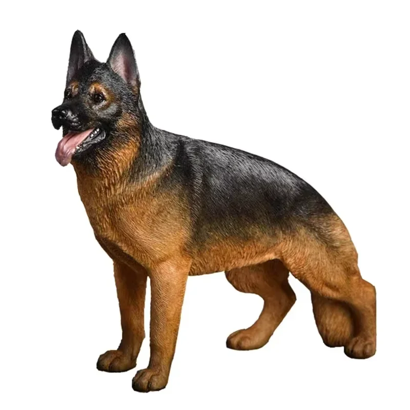 JXK 1/12 Schaal Gesimuleerde Hars Duitse Herder Model Politiehond Desktop Ornament Accessoire Poppen Diermodel Speelgoed