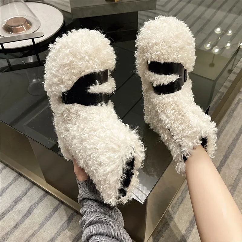 Winter 2022 New Flat Snow Boots for Women Warm Ankle Boots Curly Cotton Boots for Women Shoes