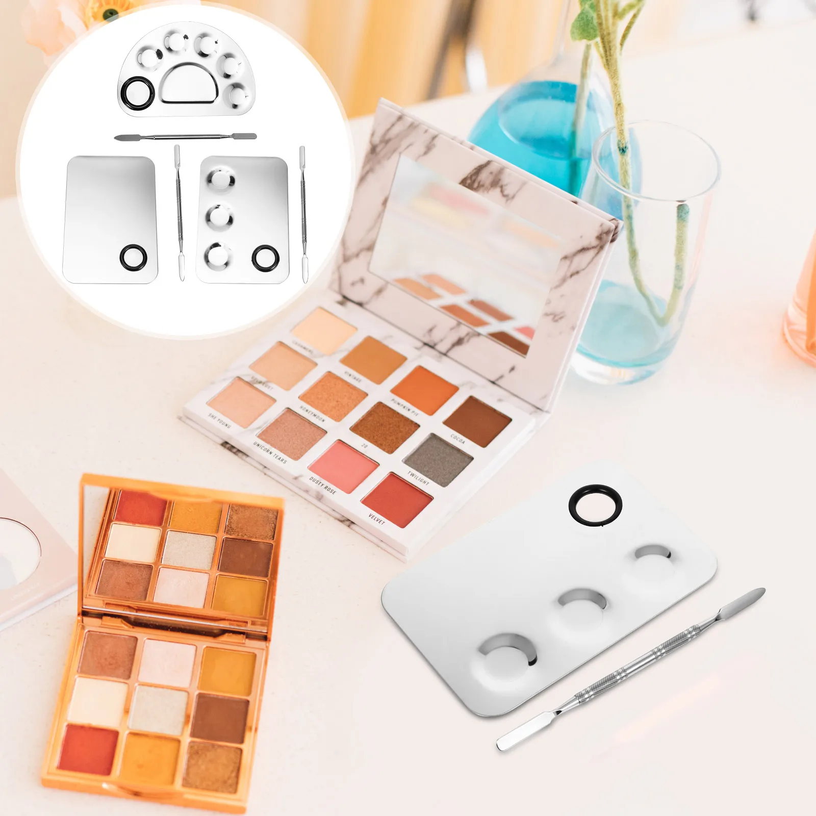 3 مجموعات من لوحة ألوان خلط فن الأظافر من الفولاذ المقاوم للصدأ وقابلة لإعادة الاستخدام ومتينة وناعمة الملمس وألواح طلاء الأظافر