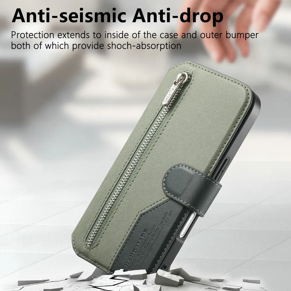 Etui z klapką do Xiaomi Poco X8 Pro Max F7 5G, skórzane etui z zamkiem błyskawicznym, portfel RFID, pokrowiec 2w1 do Poco F9 Ultra X7 M7 X8 M8 F8 Pro C65. — zdjęcie produktu 5