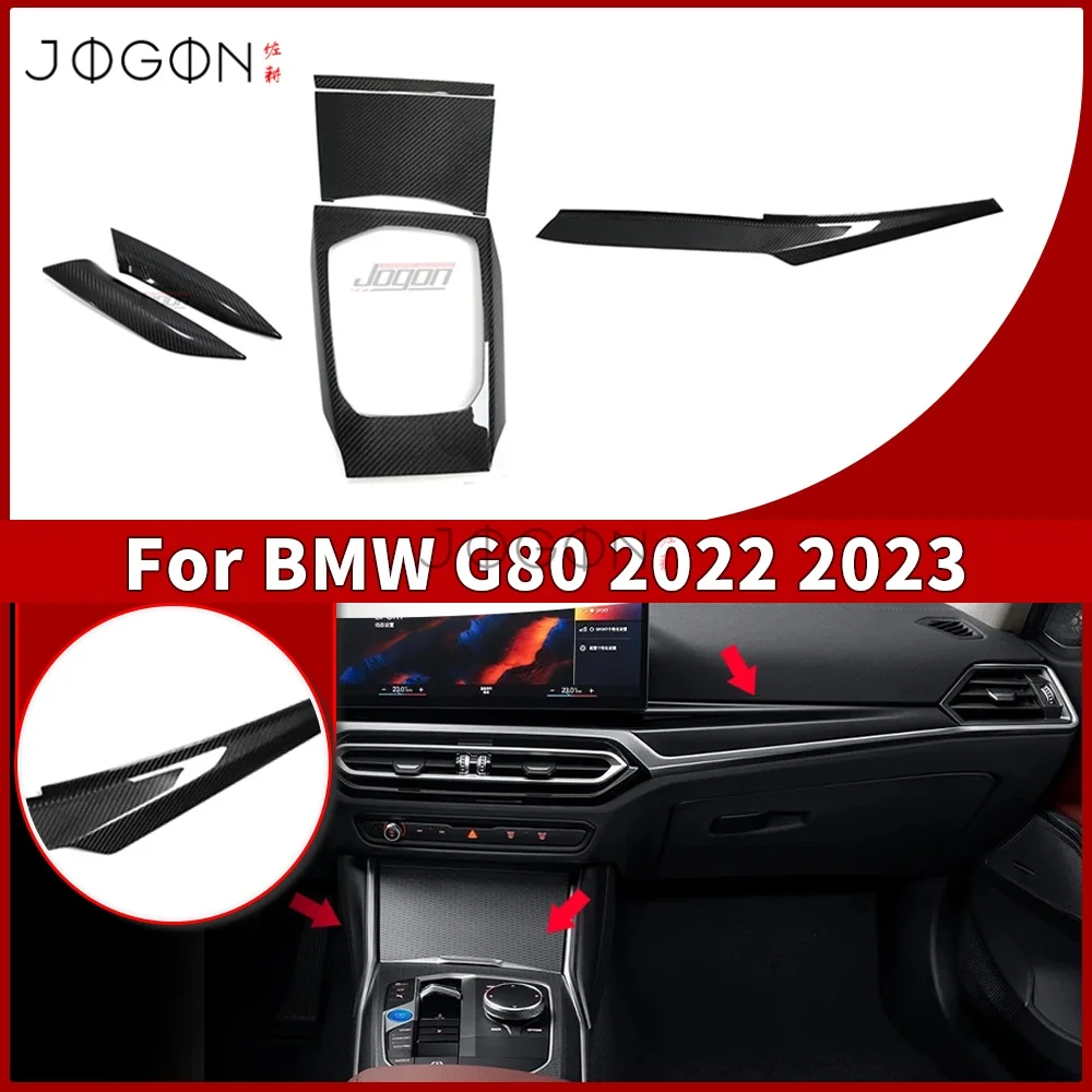 

For BMW G80 G81 M2 M3 Touring Sedan Facelift 2022 2023 Car Dashboard Cover Center Console Gear Panel Trim Real Carbon Fiber