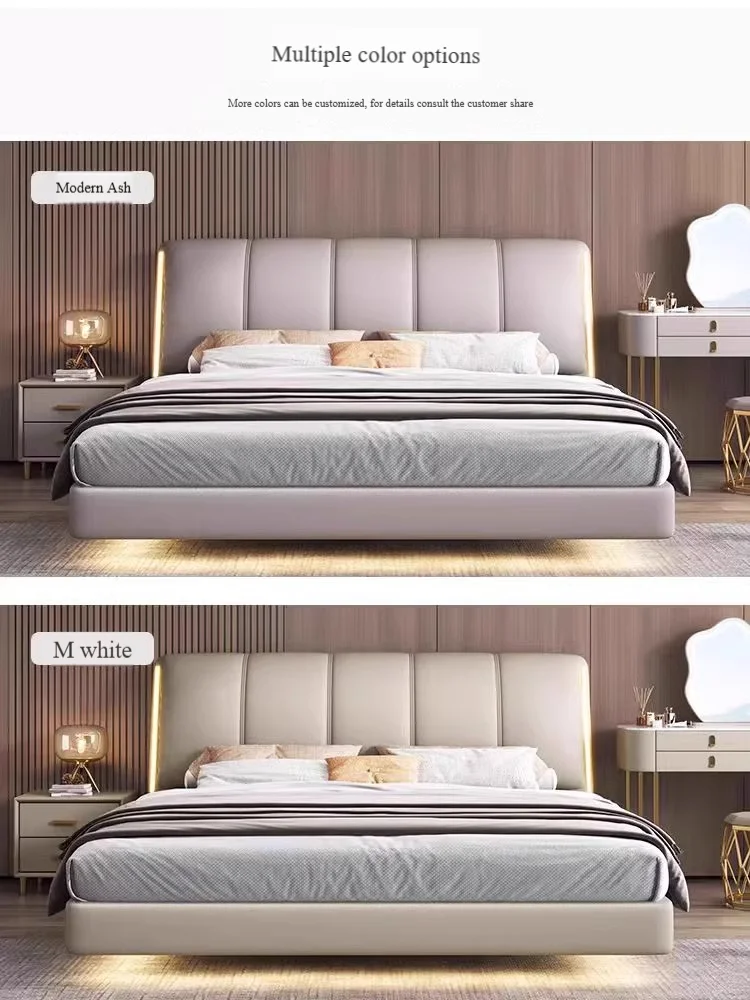 Modern Luxury  Bedroom Furniture Soft Up-holstered Beds king Size Bed Double Bed Frame Leather Set with Storage Box Design House