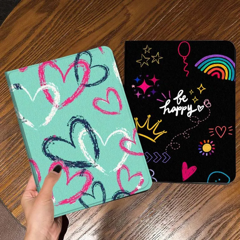 

Cartoon Heart Pattern Background Tablet Case For Apple iPad Air Pro mini 1 2 3 4 5 6 7 8 9 11 M2 M3 M5 M4 5th 6th 7th 10th