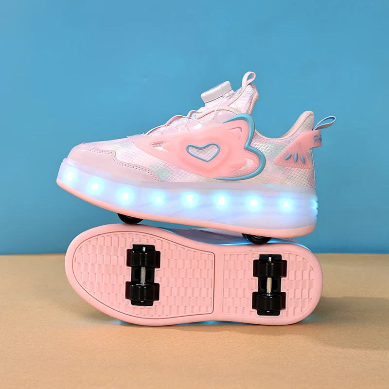 

Модная обувь с 4-колесным автоматическим выдвижением: кроссовки для девочек, невидимые роликовые коньки для детей, взрослых и мальчиков