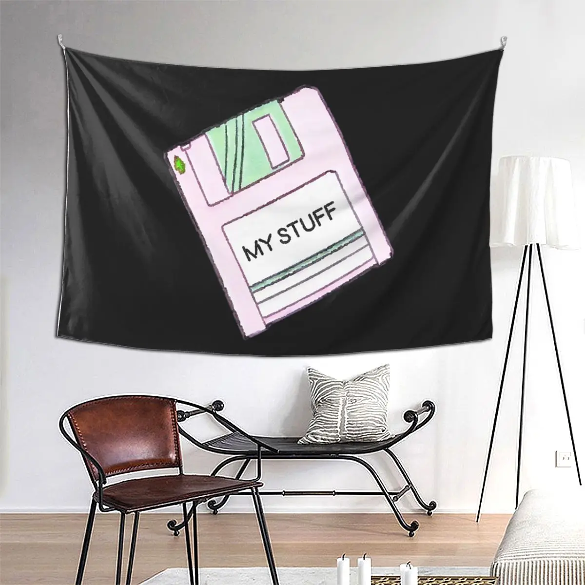 

My Stuff - Floppy Disk Tapestry Hippie Wall Hanging Aesthetic Home Decor Tapestries for Living Room Bedroom Dorm Room