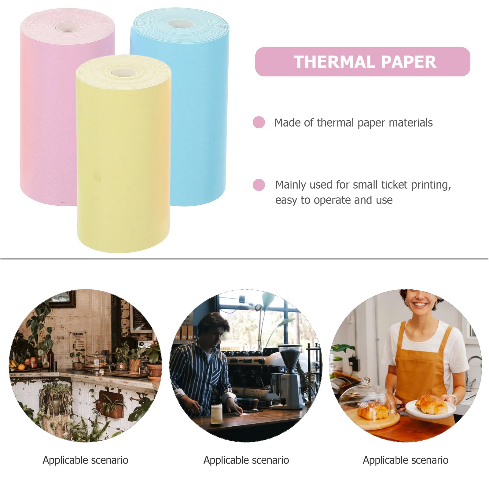 

1pcs Thermal Paper Rolls Resistant Receipts for Printer Compatible with Thermal Machines Lightweight Portable Space
