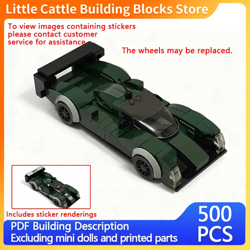 City Car Model MOC Building Bricks Le Mans Green Racing Car Modular Technology Gifts Holiday Assemble Children Toys Suit