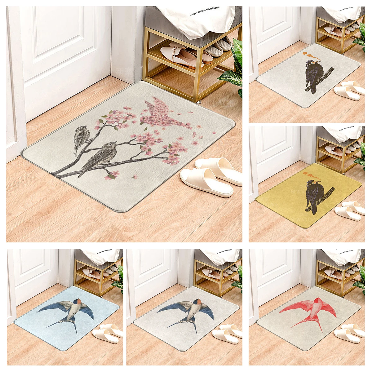 House entrance carpet Swallow and Magpie Home door mat Room Bath mat Foot bathroom non-slip Kitchen water absorption rugs