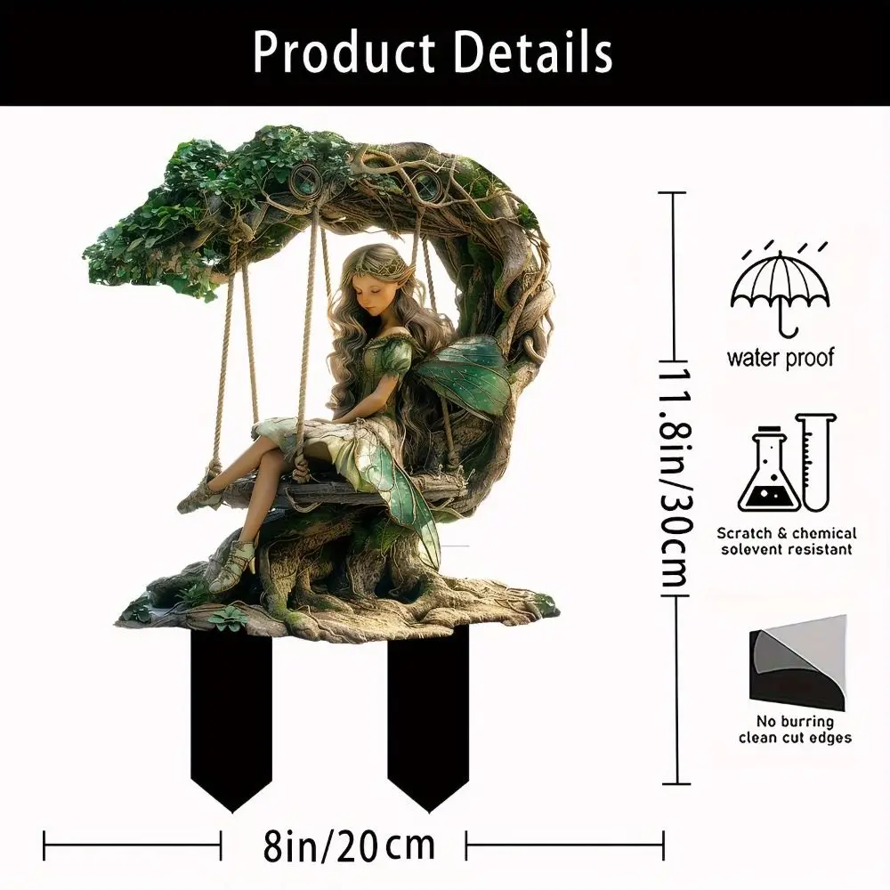 Angel Wings 2D Acrylic Decorative Ground Pile Props Ground Insertion Garden Lawn Potted Plants Decorative Christmas Gift