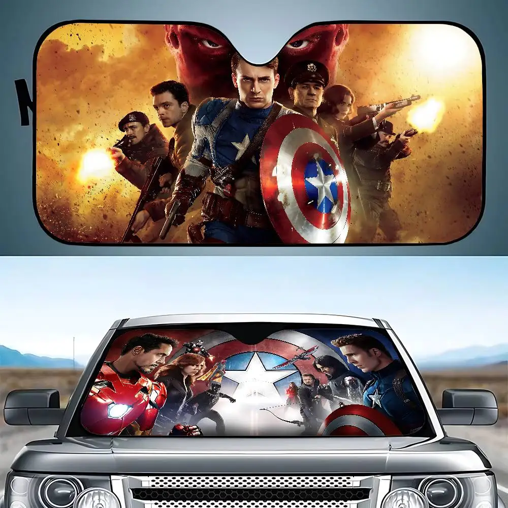 C-Captain A-America Movie Car SunShade Windshield Funny Sun Shade Foldable UV Ray Sun Visor Protector Sunshade For Front Window