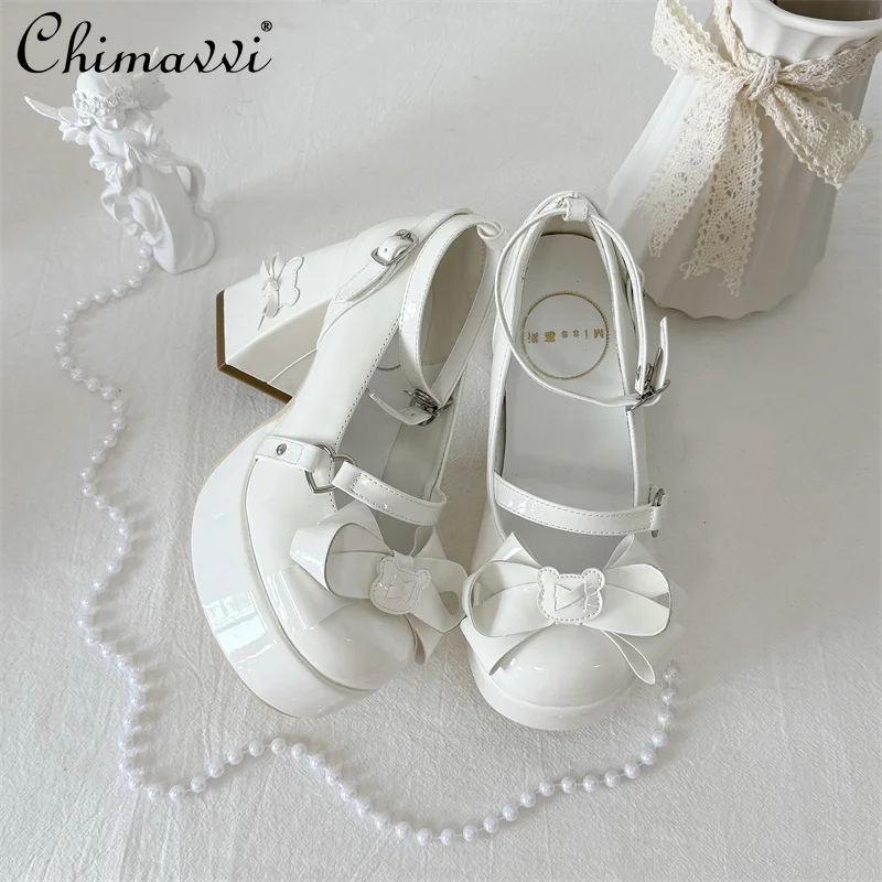 

Оригинальная милая японская обувь в стиле Лолиты на высоком каблуке с круглой головкой, новинка 2025, элегантная универсальная женская обувь Мэри Джейн для девочек