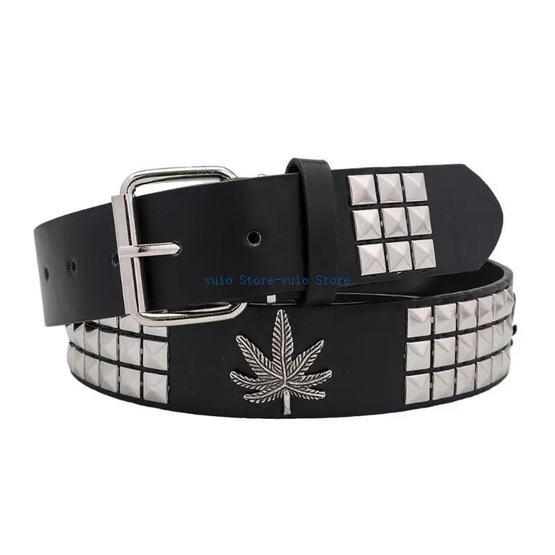 

X7XB Wear Resistant Adult Waist Belts with Square Rivet Harajuku Matte Thin Waistband