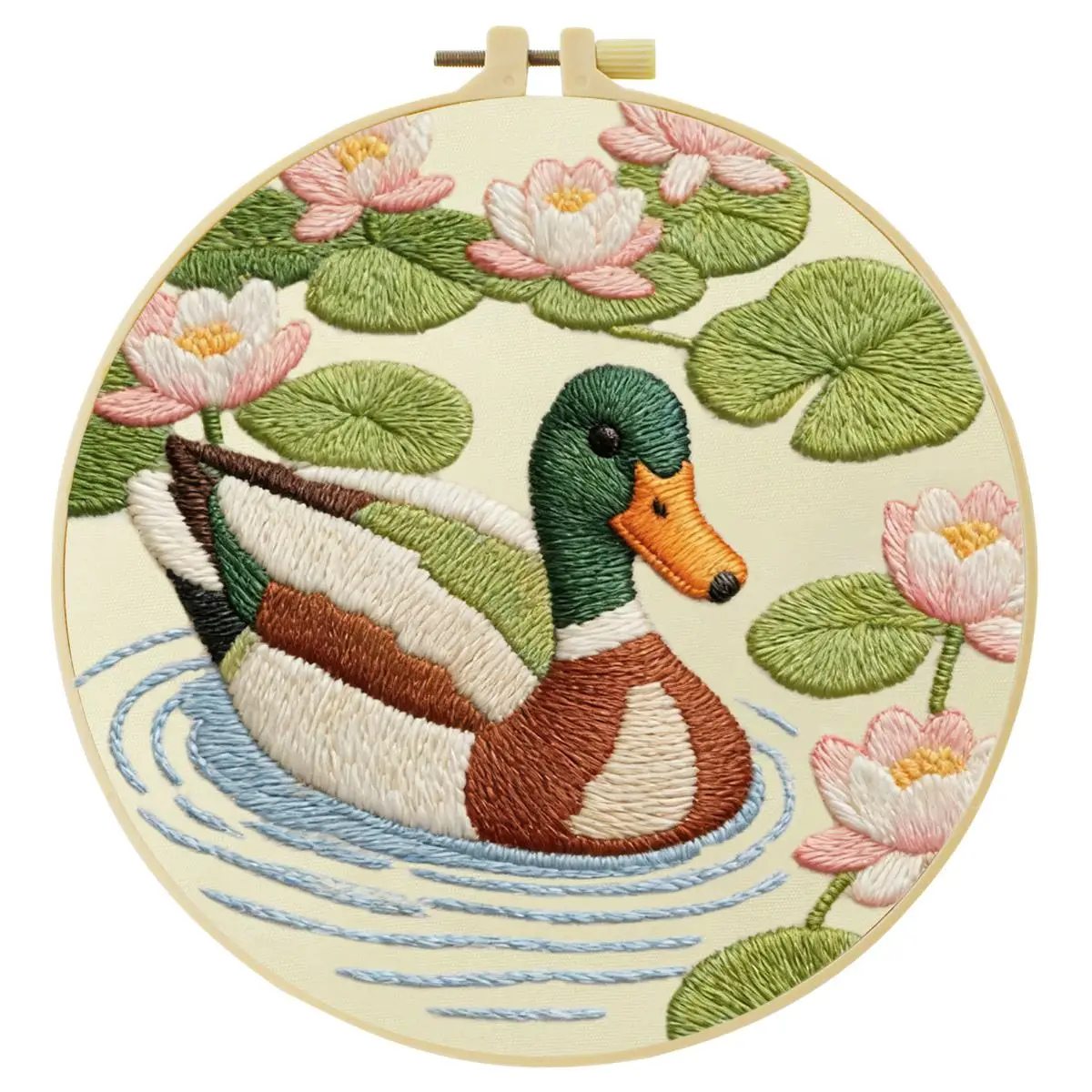 1 Stück 20X20CM/15X15CM 7,87/6,3 Zoll Tier - Ente Stickerei Starter-Kit DIY-Kit DIY-Stickerei-Set für Anfänger – Detail 3