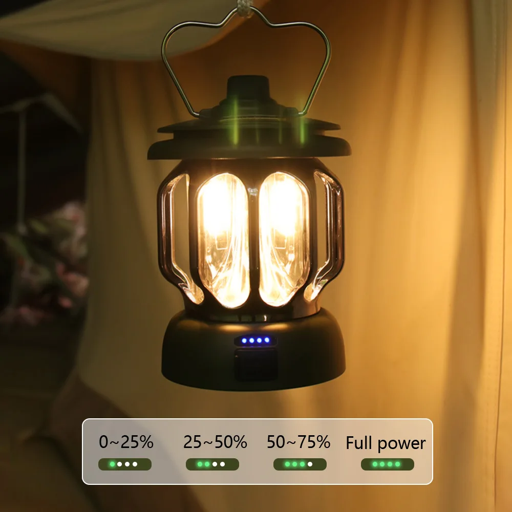 Outdoor Glamping Atmosphere Camping Light Portable Camping Hanging Light Rechargeable LED Tent Light Lighting Tools