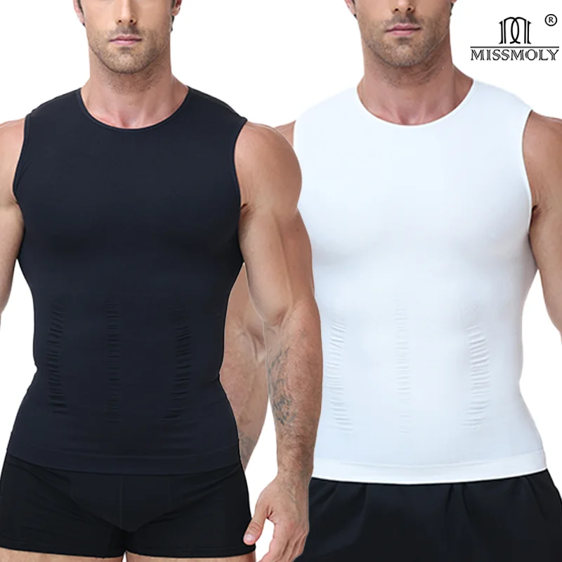 Miss Moly Sleeveless Shapewear for Men High Neck Vest Breathable Compression Tank Top Tummy Control Body Shaper Soft Undershirt