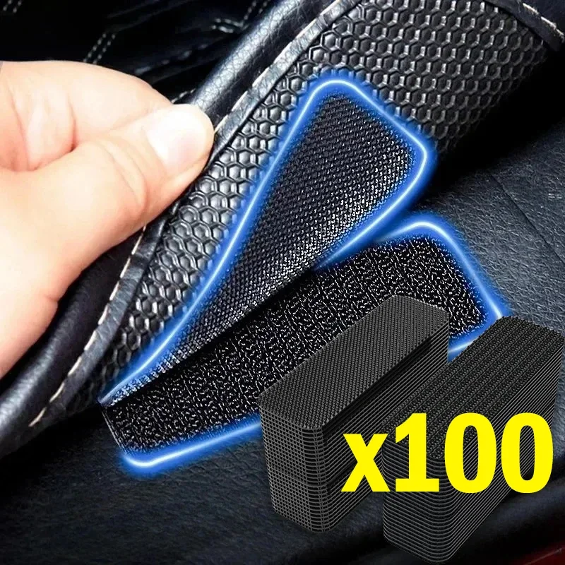 100/2pcs Carpet Fixing Stickers Double Faced High Adhesive Car Carpet Fixed Patches Home Floor Foot Mats Anti Skid Grip Tapes