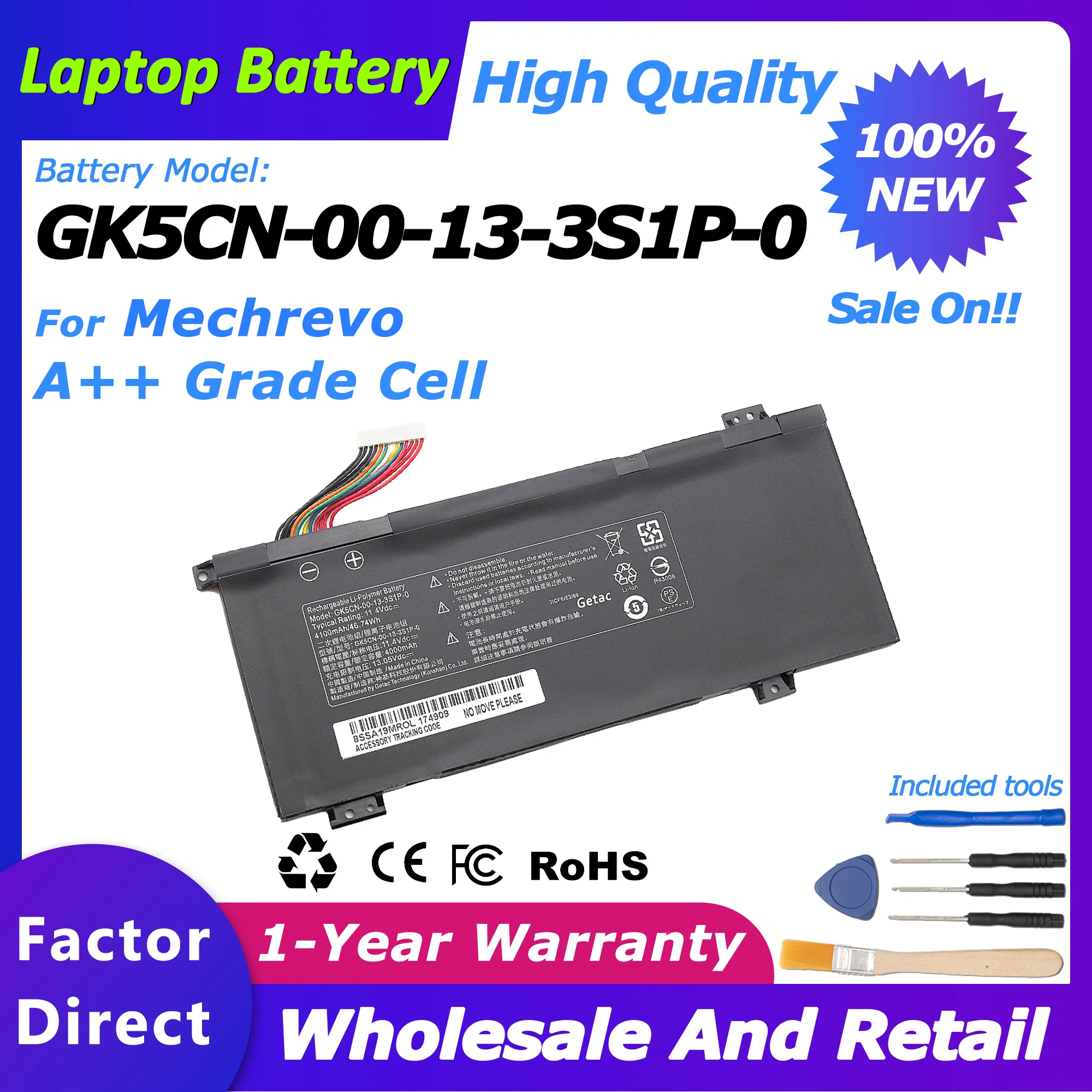 

GK5CN-00-13-3S1P-0 46.74Wh/11.4V Battery For MECHREVO X8Ti Z2 MACHENIKE T90 Plus T90-T3p series F117-B F117-B6