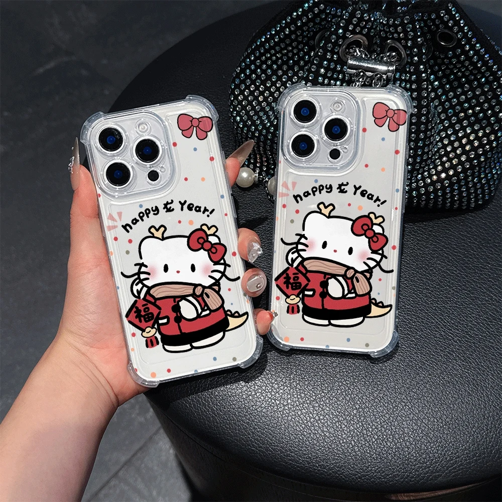 Custodie per cellulari Sanrio per IPhone 14 IPhone 16/15/14/13/12/11/x/xs/xs Max Custodia per telefono trasparente per ragazze Hello Kitty Cartoon Toys